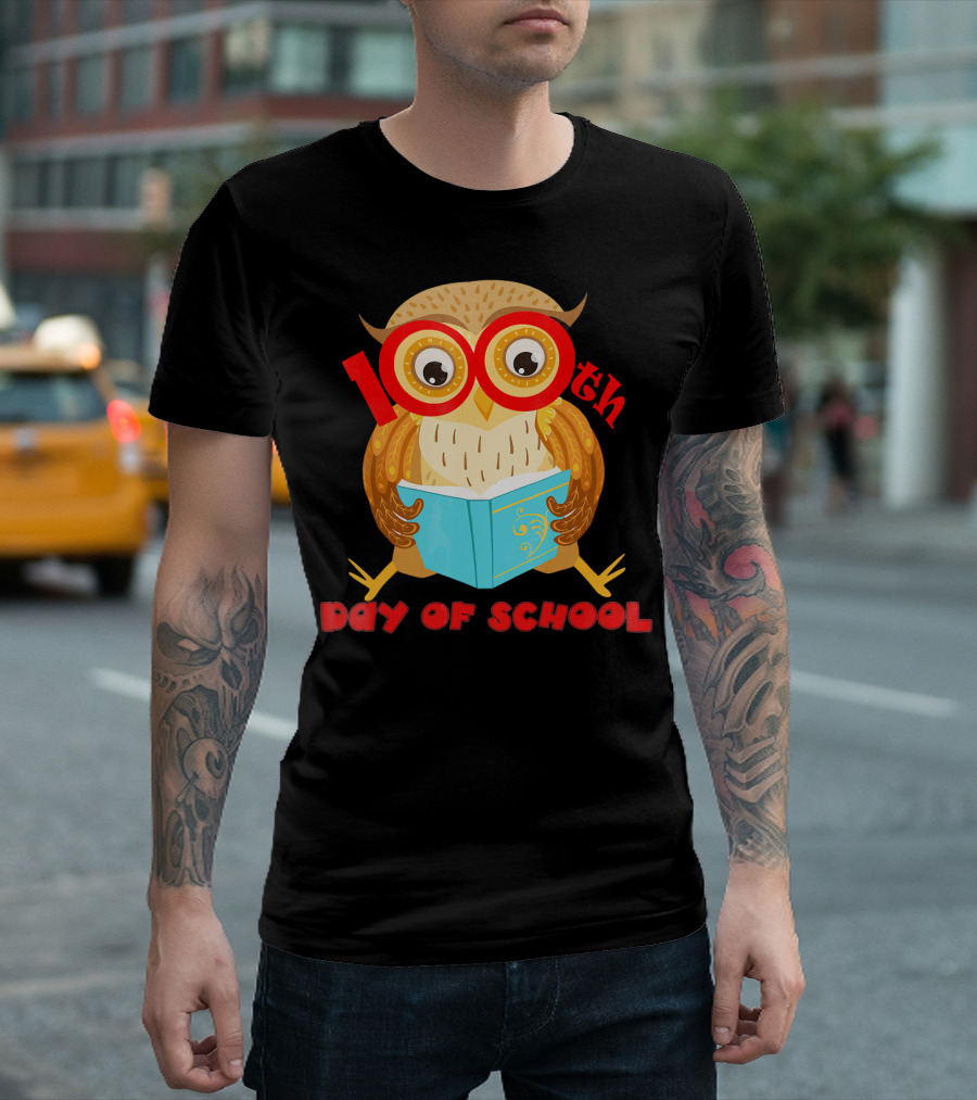100th Day Of School Owl Holding Book T-Shirt