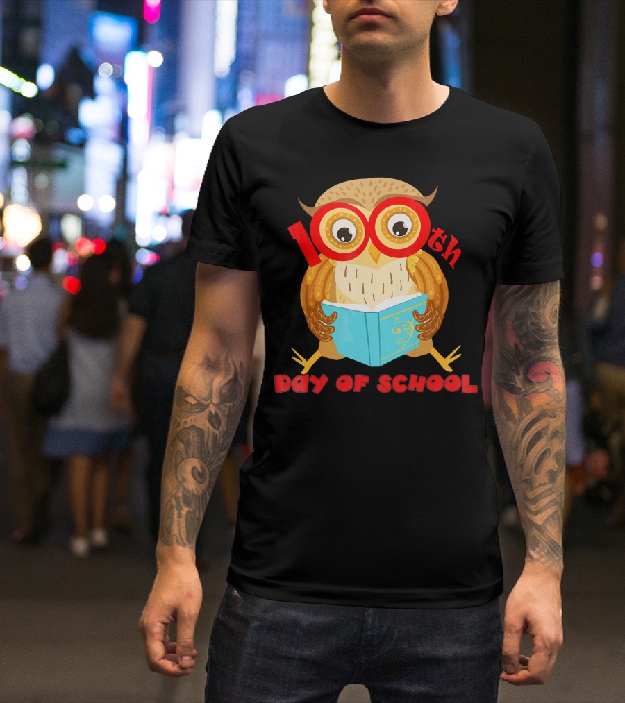100th Day Of School Owl Holding Book T-Shirt