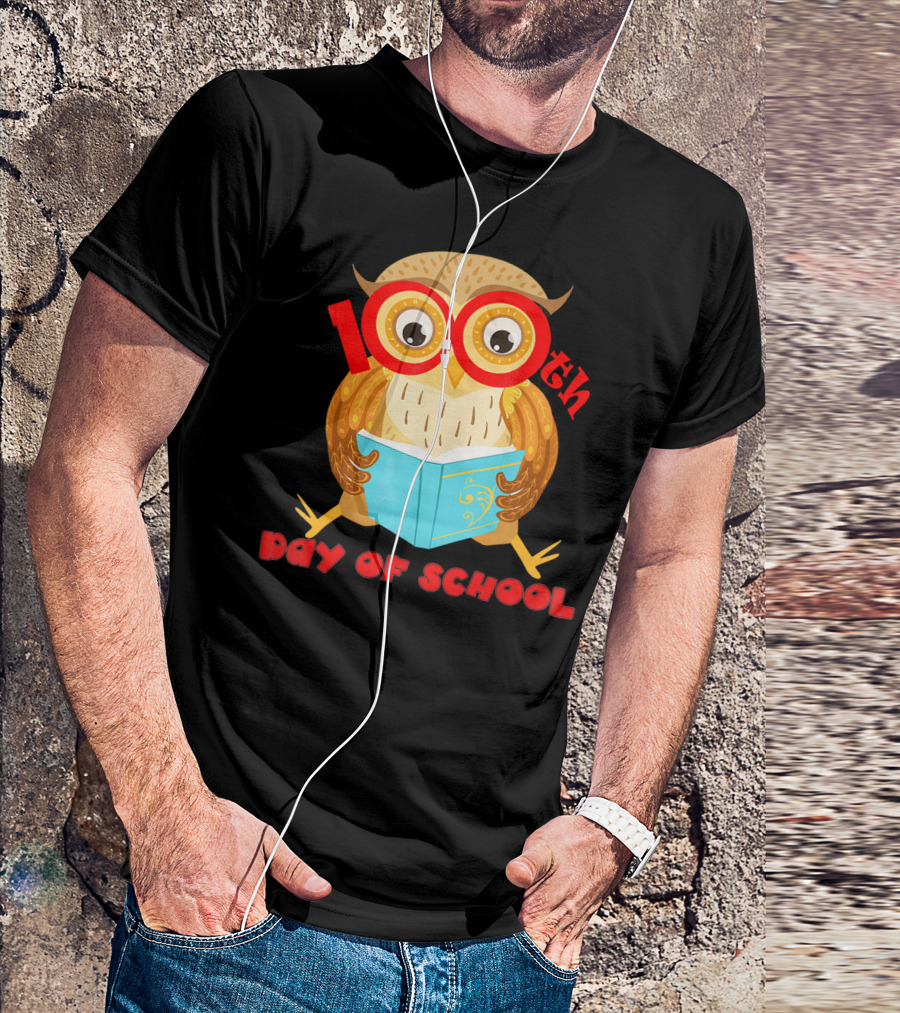 100th Day Of School Owl Holding Book T-Shirt
