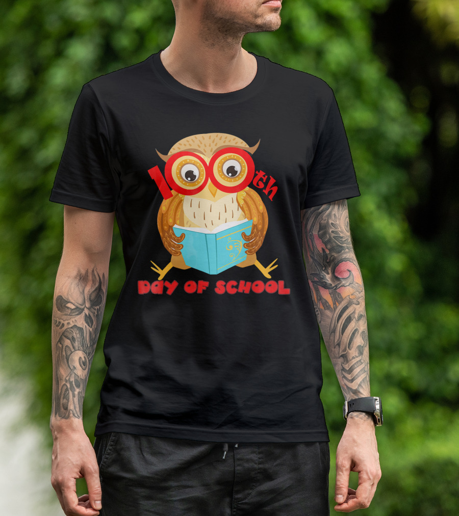100th Day Of School Owl Holding Book T-Shirt