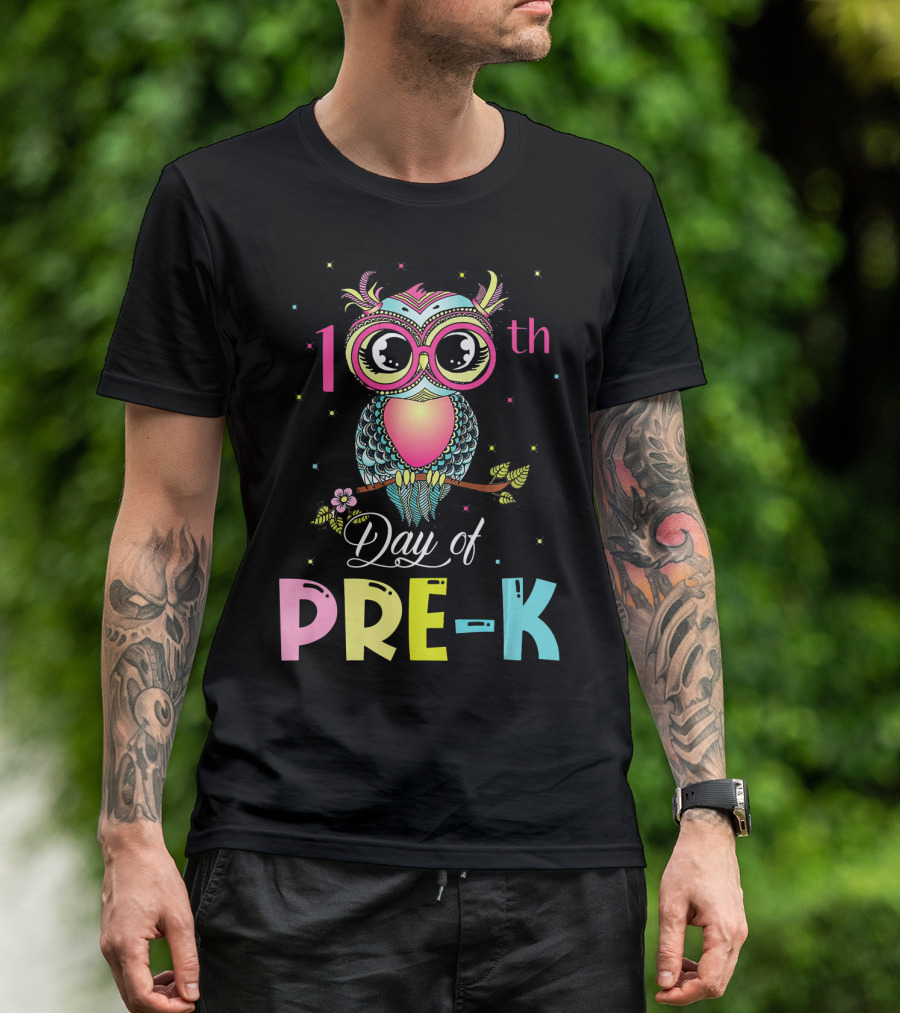 100th Day Of Pre-K Cute Owl For Teacher T-Shirt
