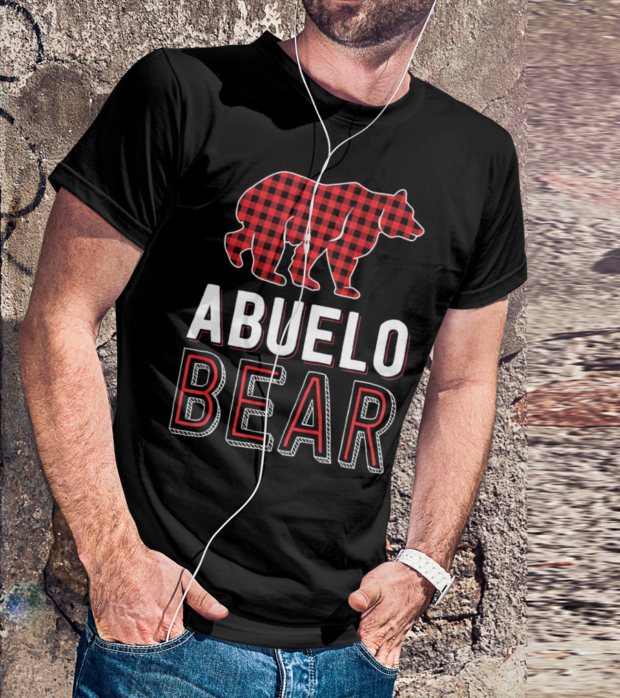 Abuelo Bear Red Buffalo Plaid Text T-Shirt