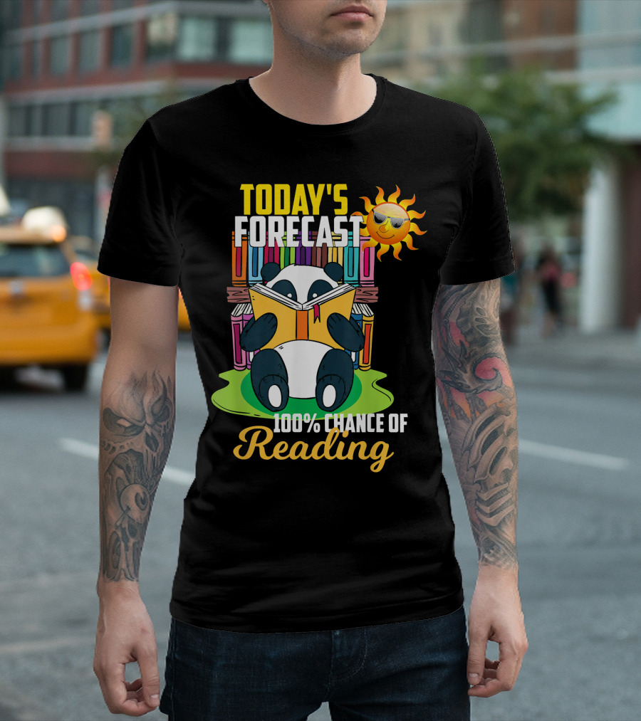 Today's Forecast 100% Chance Of Reading Panda T-Shirt