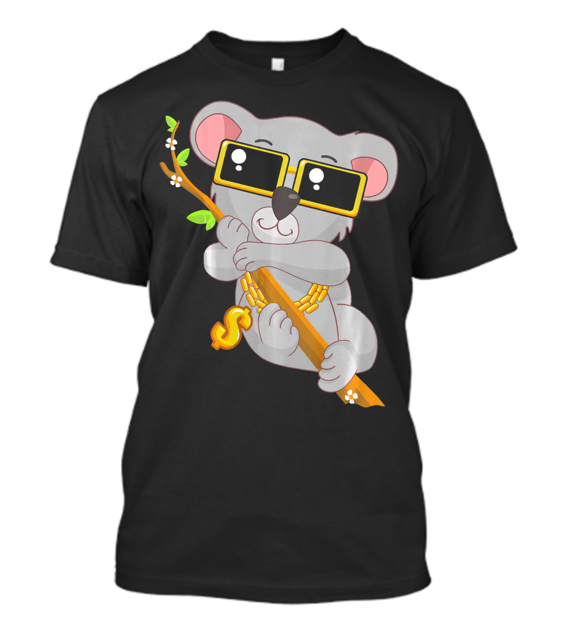 Cool Gangsta Koala Bear Bling Bling Hip With Sunglasses And Dollar Sign Necklace T-Shirt