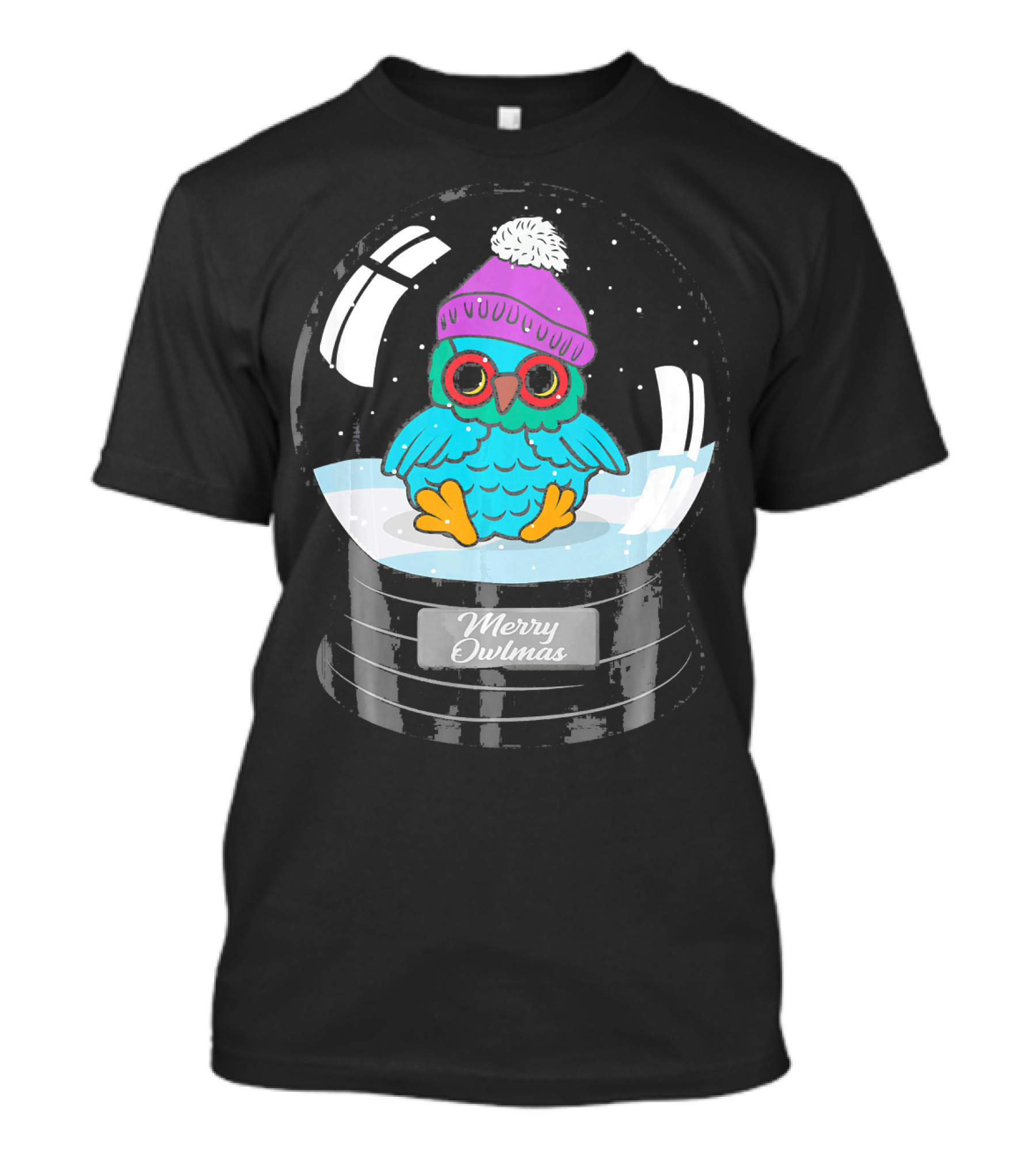 Christmas Owl Snow Globe Merry Owlmas T-Shirt