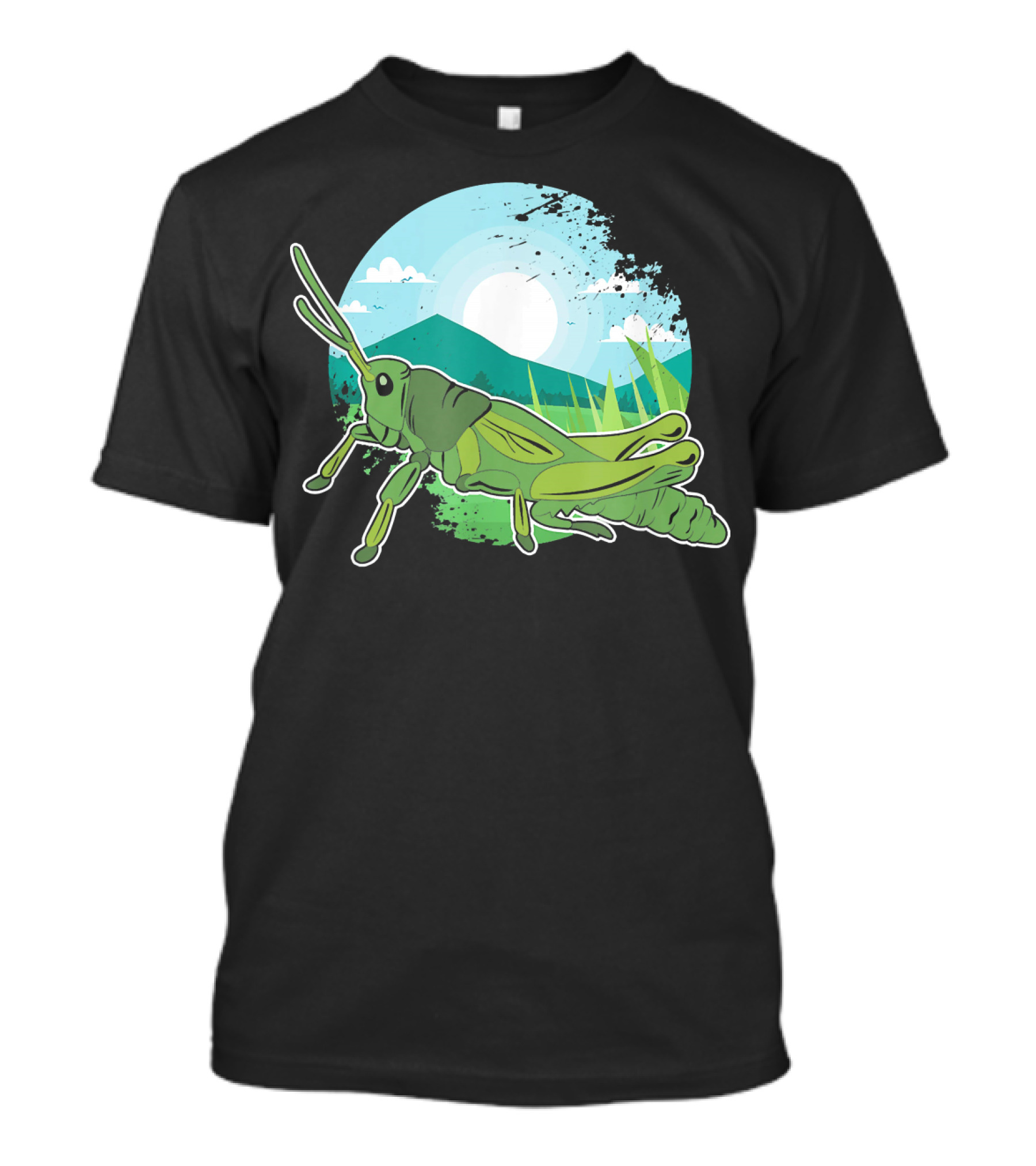 Cute Grasshopper Insect Love Mountain Nature Scene T-Shirt