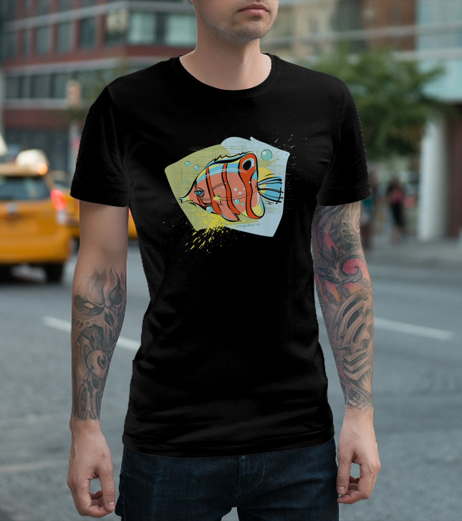 Angelfish Tropical Fish Ocean Sea Marine Bubbles Colorful T-Shirt