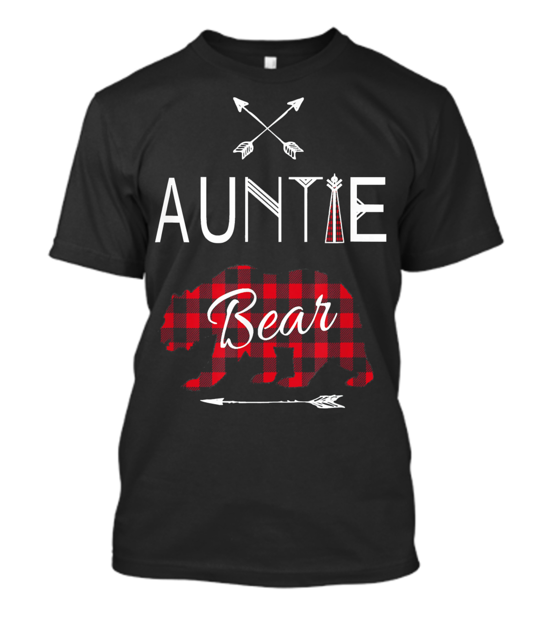 Auntie Bear Buffalo Plaid Arrows Camp Bea T-Shirt
