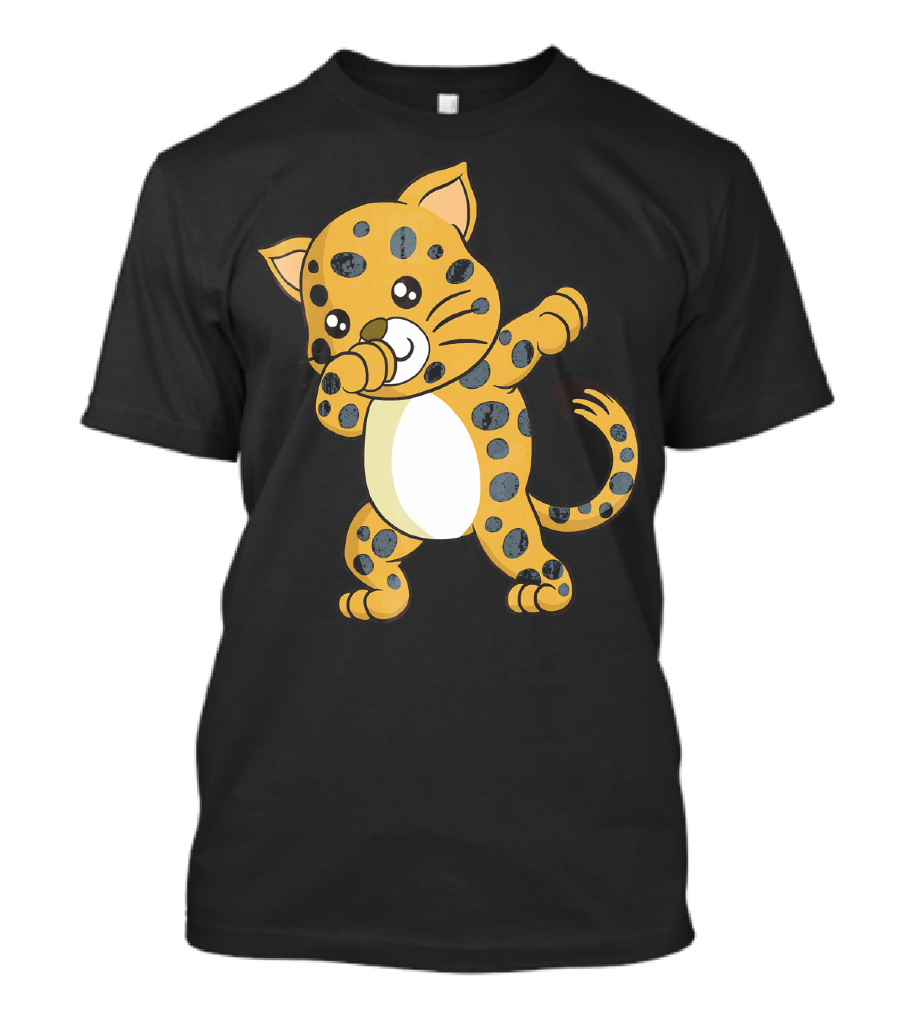 Cute Jaguar Dabbing Cartoon Character With Spotted Body T-Shirt