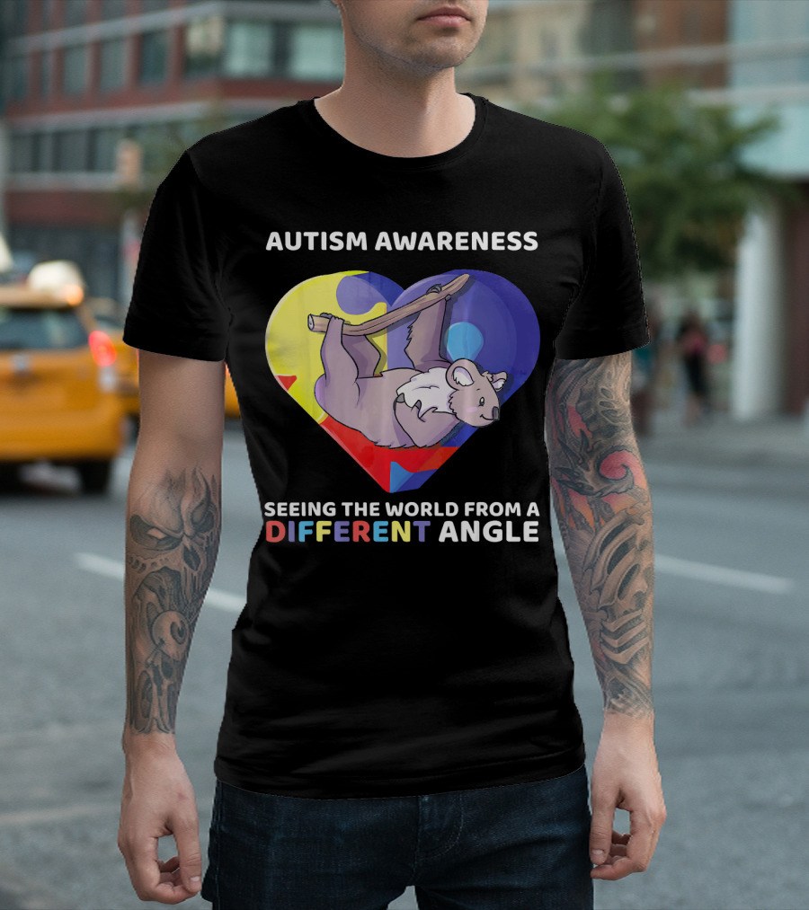 Autism Awareness Seeing the World from a Different Angle Koala Heart T-Shirt