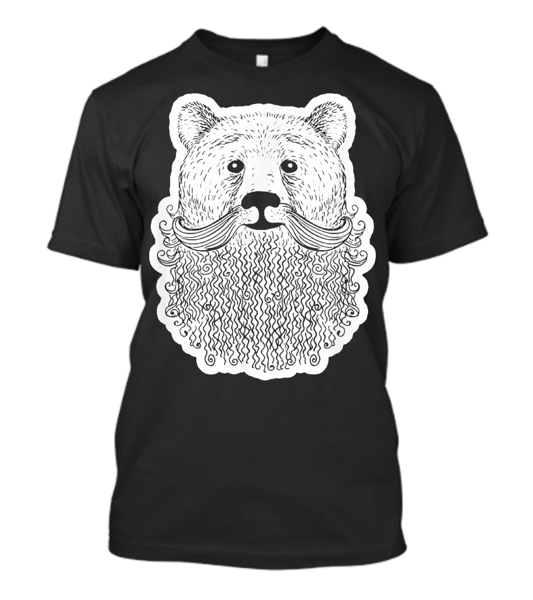 Bear D Bearded Bear Novelty Curly Mustache Detailed T-Shirt