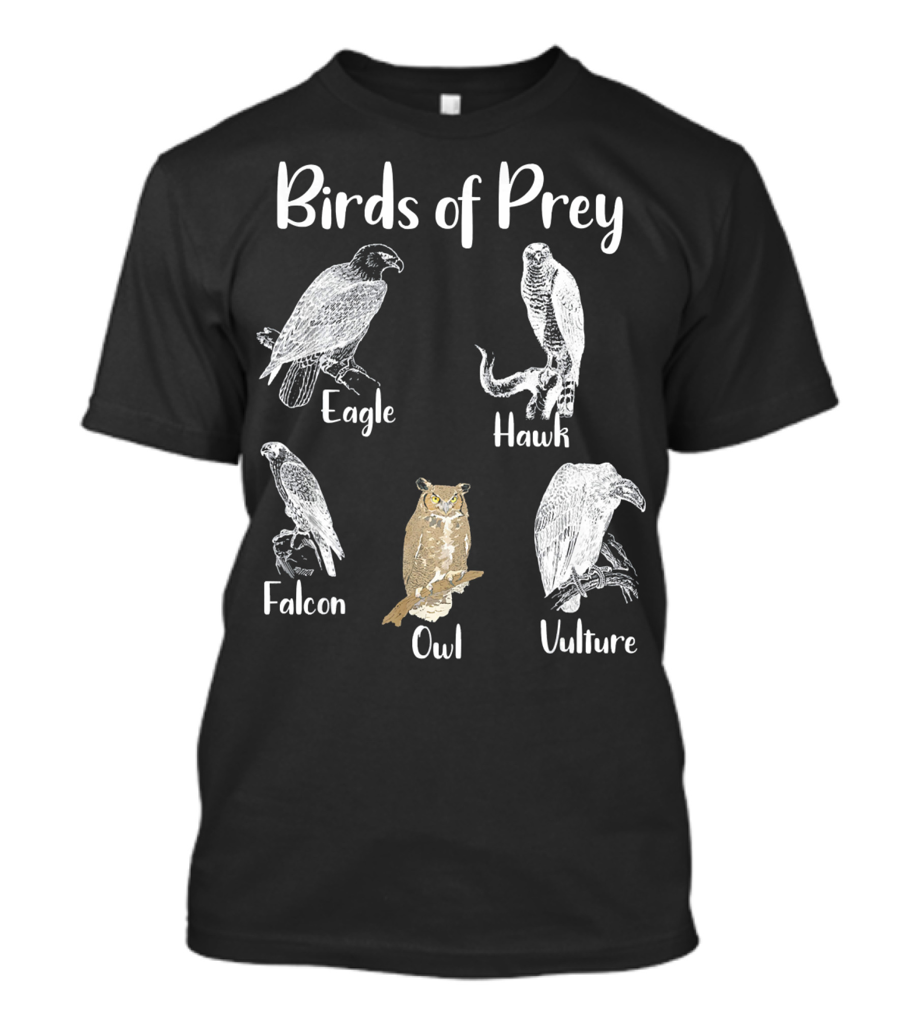 Birds Of Prey Eagle Hawk Falcon Owl Vulture T-Shirt