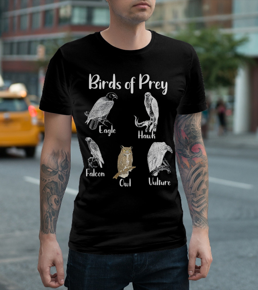 Birds Of Prey Eagle Hawk Falcon Owl Vulture T-Shirt