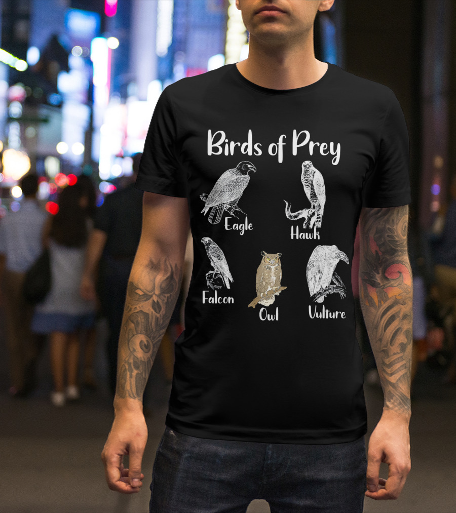 Birds Of Prey Eagle Hawk Falcon Owl Vulture T-Shirt