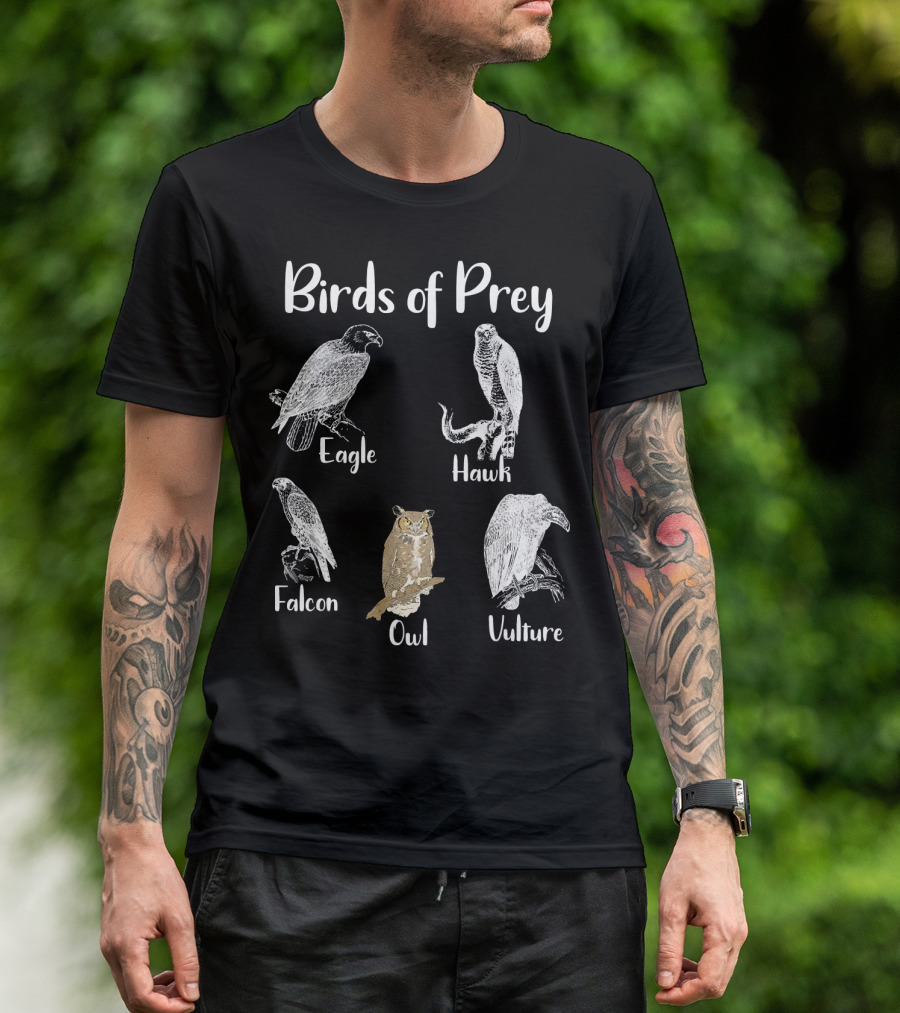 Birds Of Prey Eagle Hawk Falcon Owl Vulture T-Shirt
