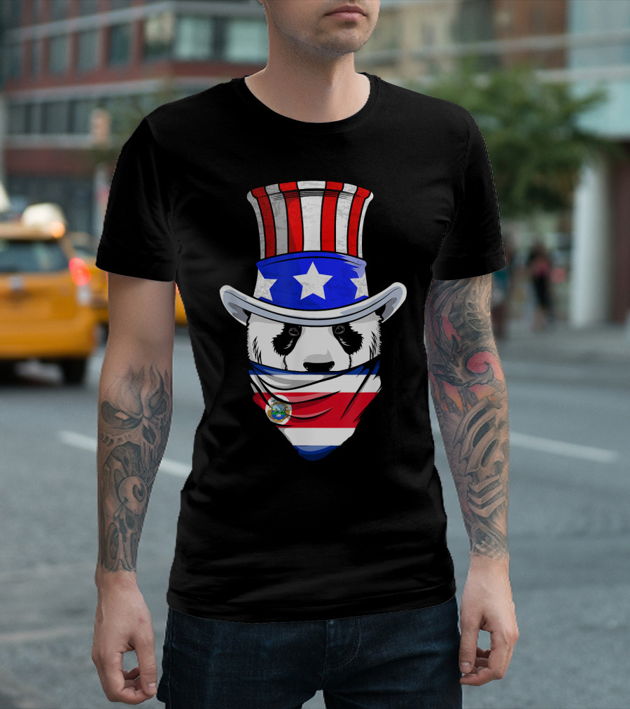 Costa Rican Tico Panda Bear in Costa Rica Patriotic T-Shirt