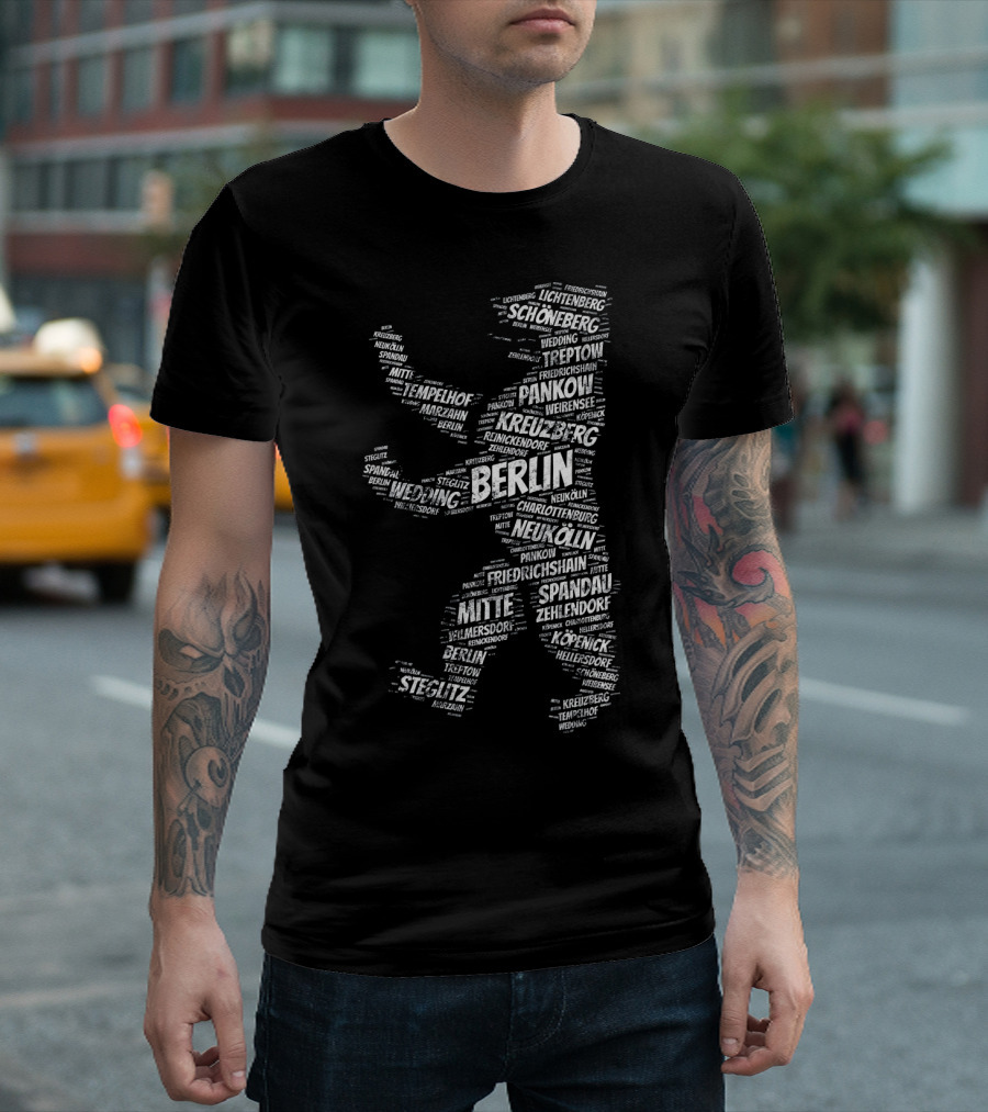 Berlin Bear Typography With District Names Coat Of Arms Landmark T-Shirt