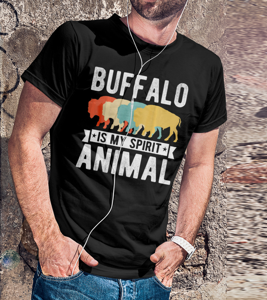 Buffalo Is My Spirit Animal Vintage Retro Colorful Buffalo T-Shirt
