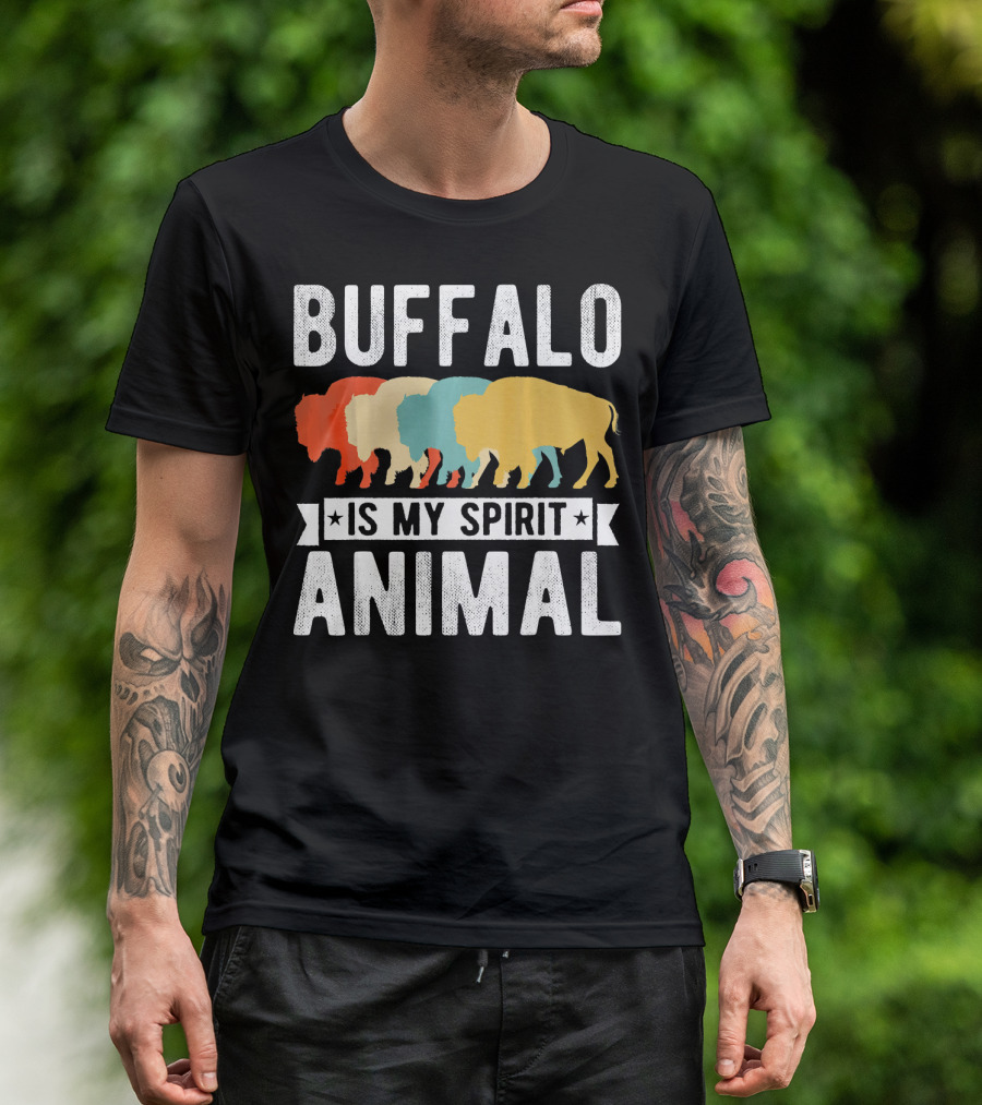 Buffalo Is My Spirit Animal Vintage Retro Colorful Buffalo T-Shirt