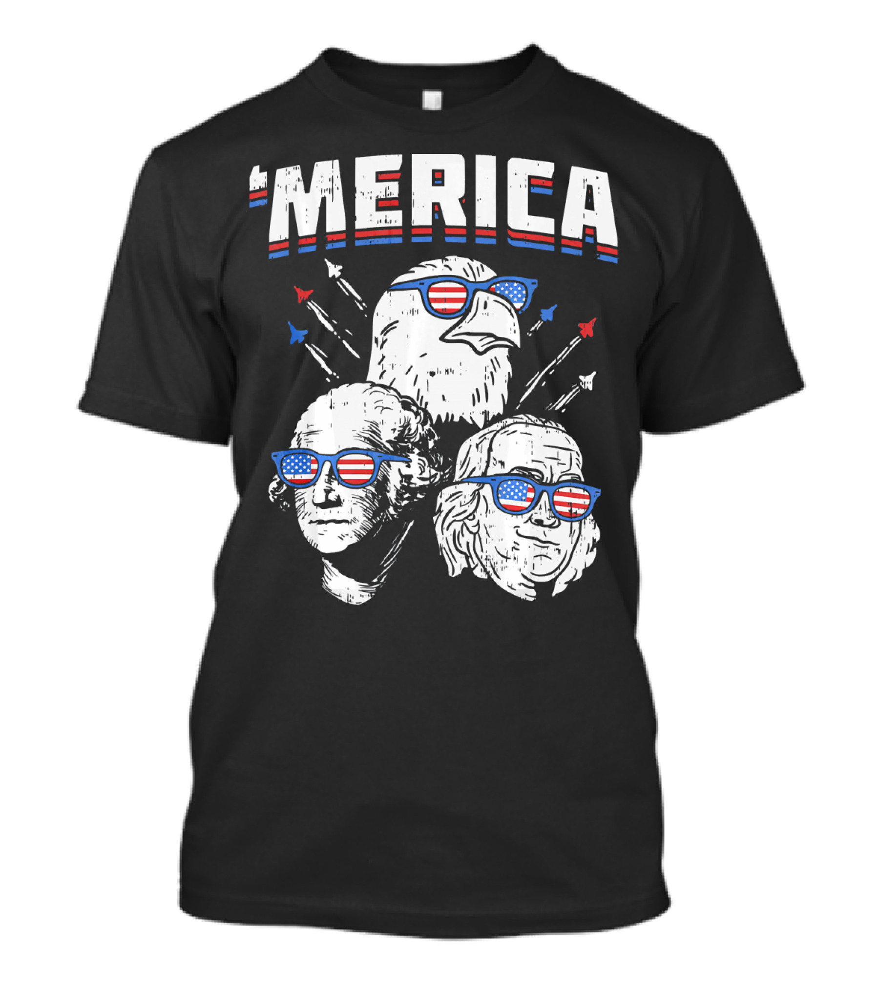 'Merica Washington Franklin Eagle Sunglasses USA Patriotic T-Shirt