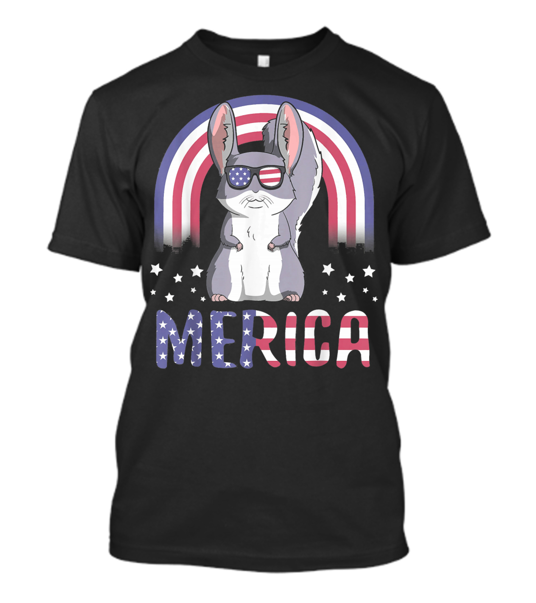 Merica Chinchilla Wearing USA Flag Sunglasses T-Shirt