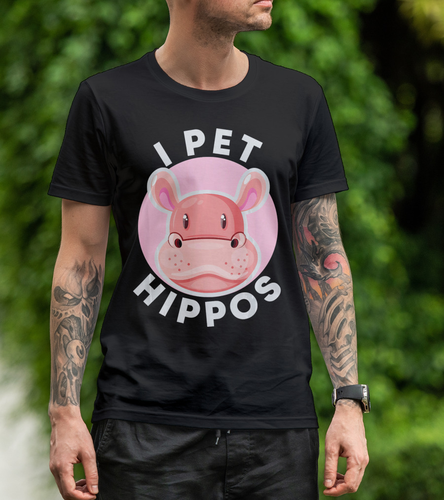 I Pet Hippos Cute Animal Head Face Kawaii T-Shirt