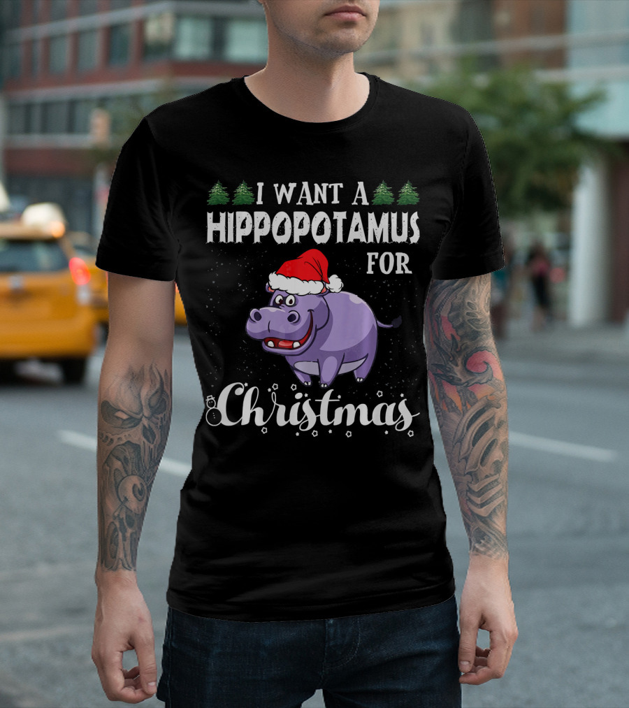 I Want A Hippopotamus for Christmas Hippo Love T-Shirt