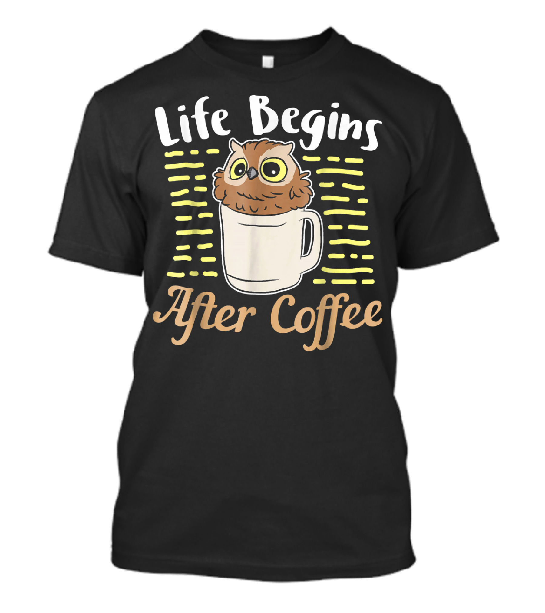 Life Begins After Coffee Owl Cup T-Shirt