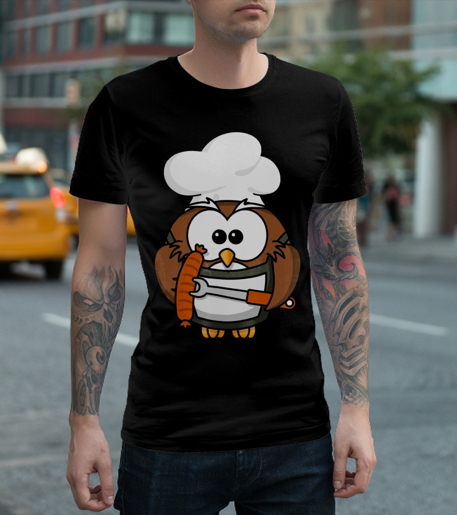 Chef Hat Owl Grill Master Love For Cooking T-Shirt