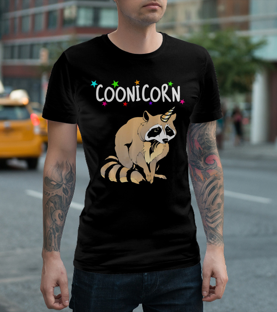 Coonicorn Raccoon Unicorn Trash Panda Stars T-Shirt