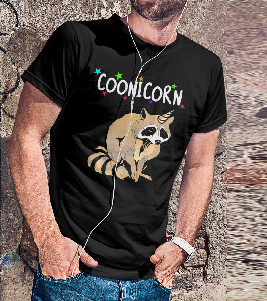 Coonicorn Raccoon Unicorn Trash Panda Stars T-Shirt
