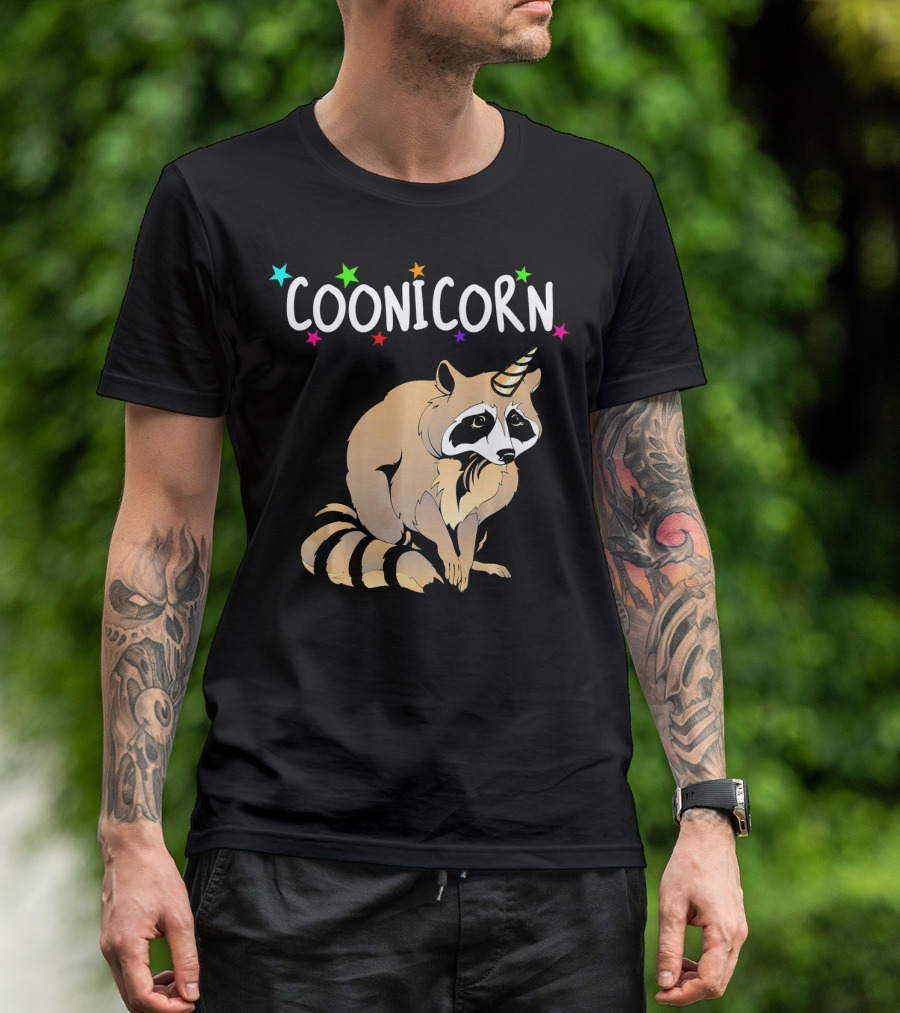 Coonicorn Raccoon Unicorn Trash Panda Stars T-Shirt