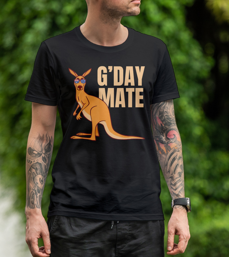 GDay Mate Funny Kangaroo With Sunglasses Australia T-Shirt