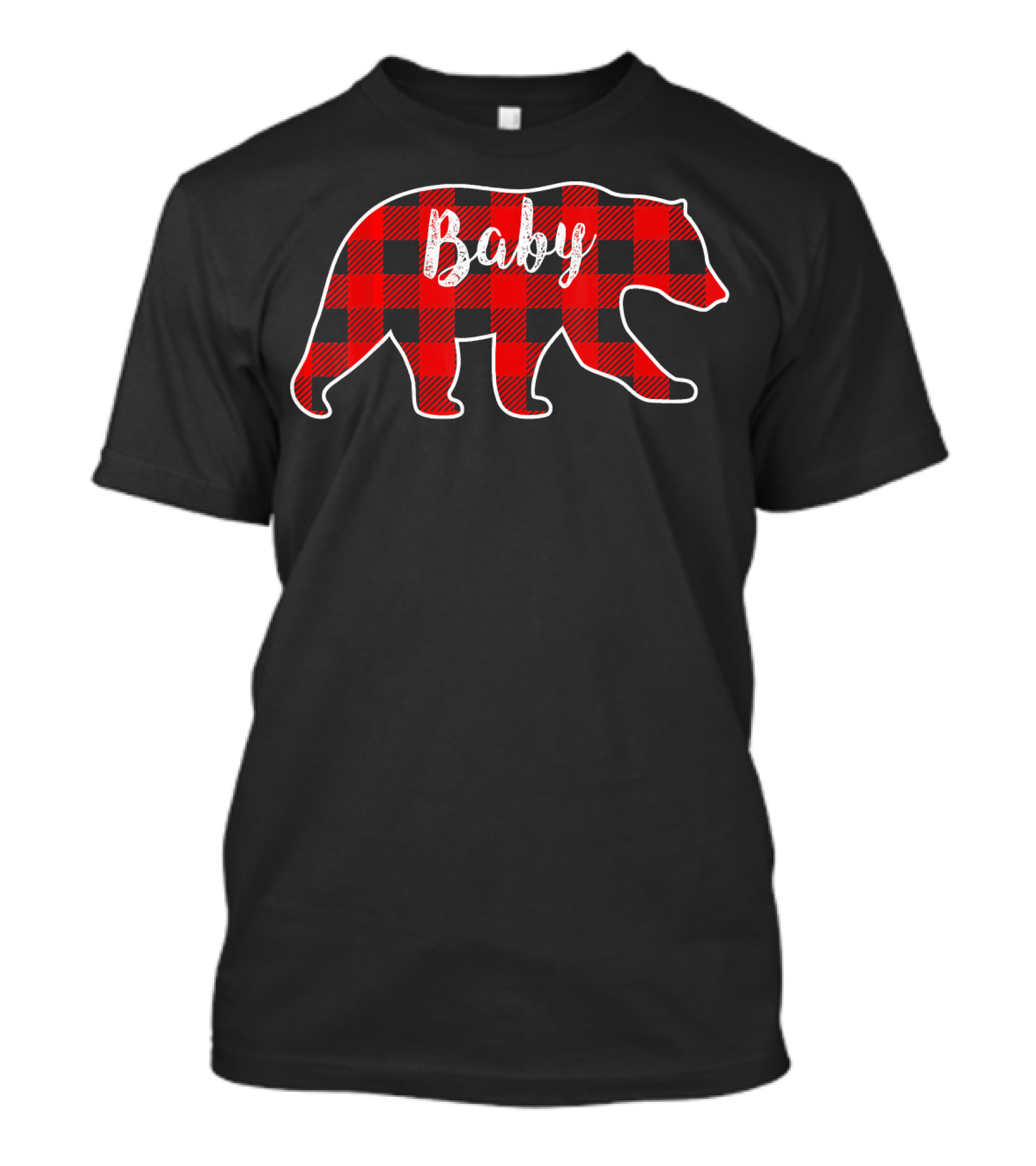 Baby Bear Red Plaid Christmas Pajama Kids T-Shirt