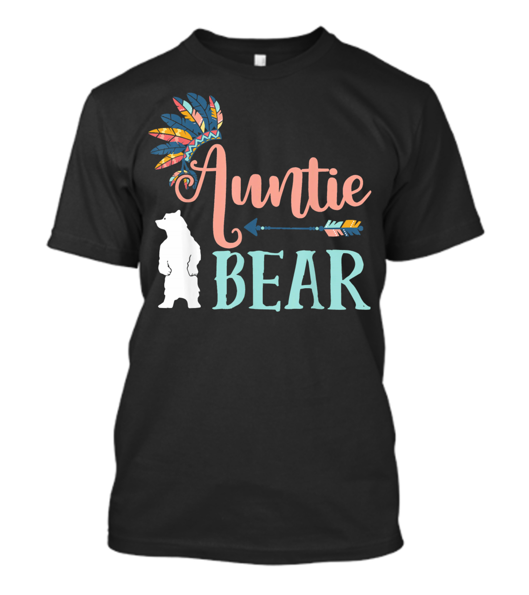 Auntie Bear Colorful Feather Arrow And Bear T-Shirt