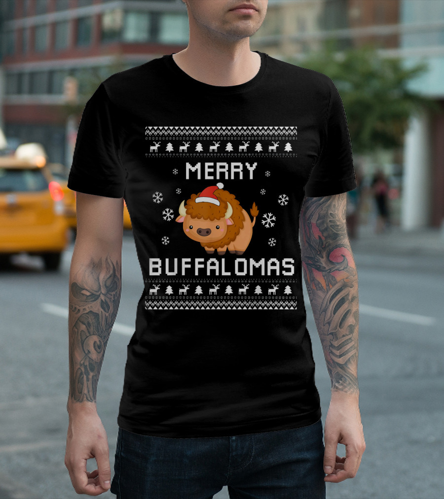 Merry Buffalomas Buffalo Lover Christmas Ugly Xmas T-Shirt