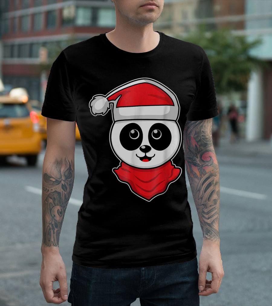 Christmas Panda Santa Hat Holiday Vacation T-Shirt