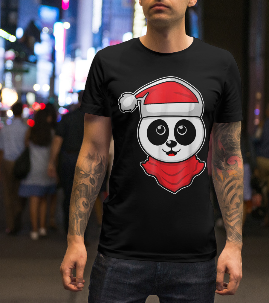 Christmas Panda Santa Hat Holiday Vacation T-Shirt