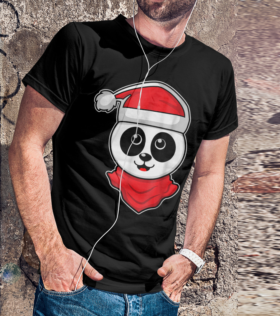 Christmas Panda Santa Hat Holiday Vacation T-Shirt