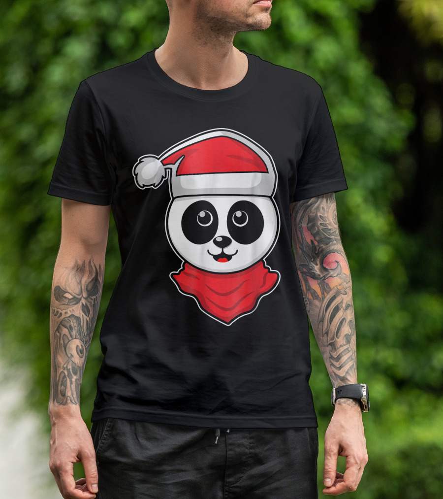 Christmas Panda Santa Hat Holiday Vacation T-Shirt