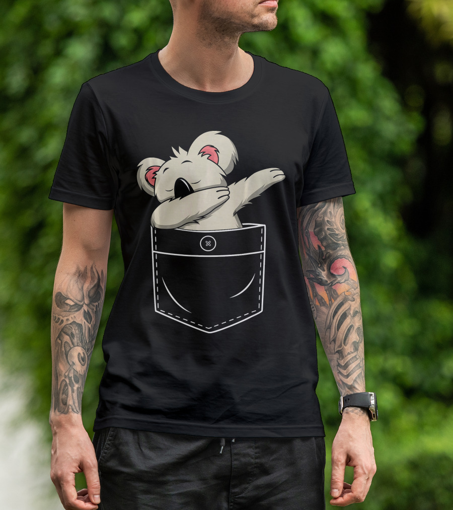 Cute Koala Bear Dabbing In Pocket T-Shirt