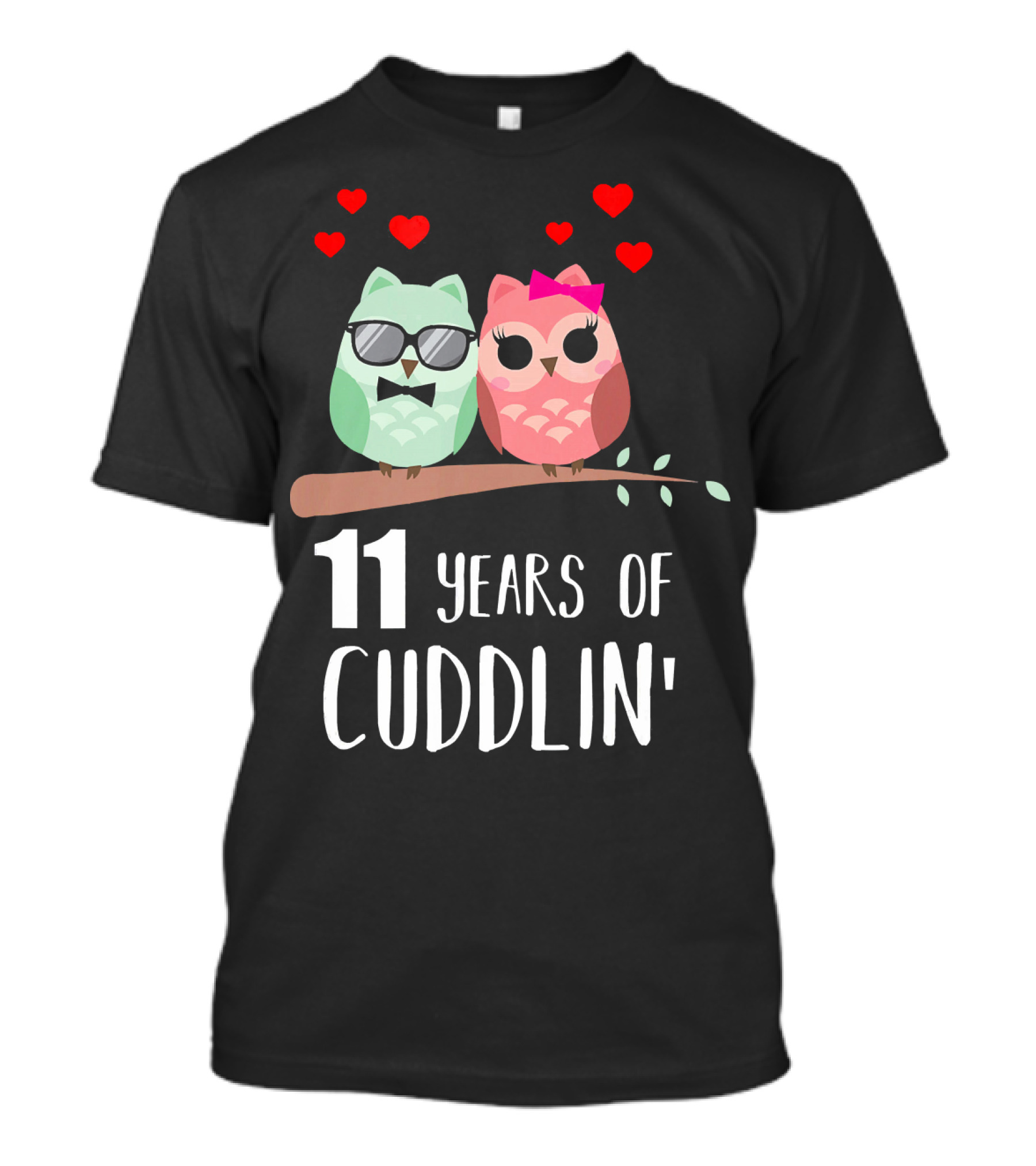 11 Years Of Cuddlin' Anniversary Owls With Hearts T-Shirt