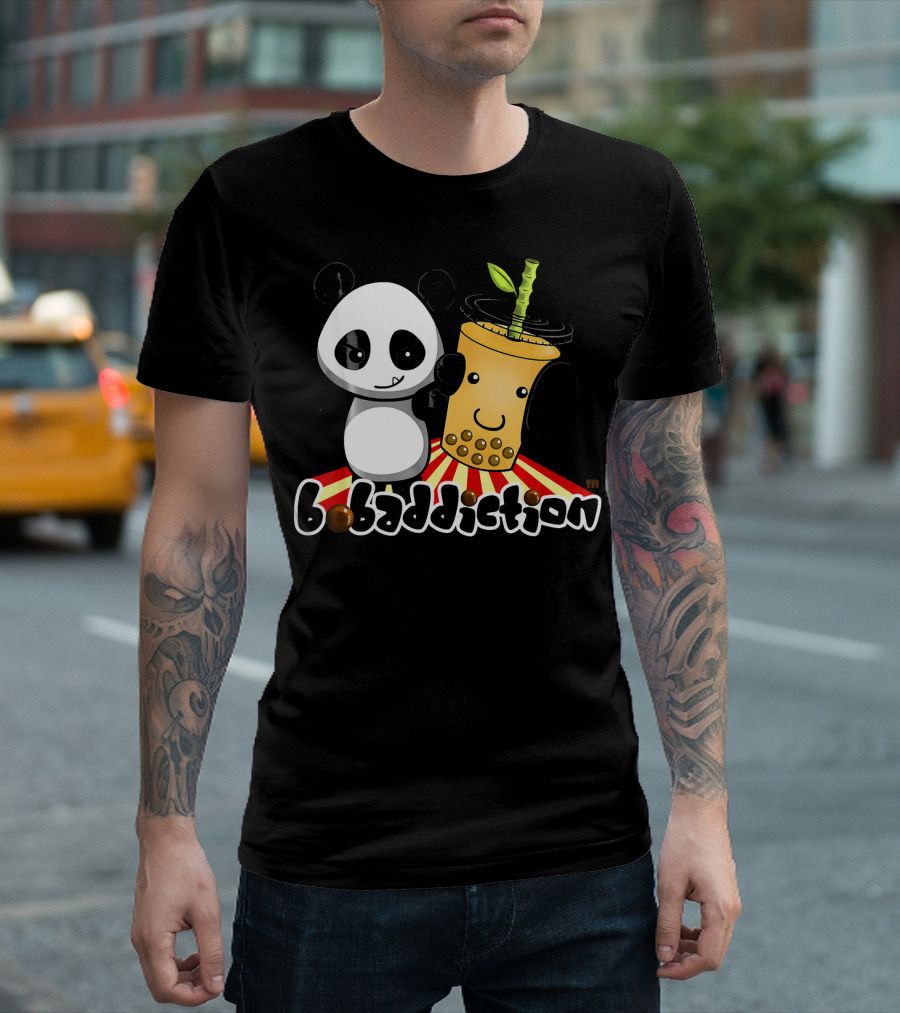 Boba Bubble Tea Panda Bear Bobaddiction T-Shirt