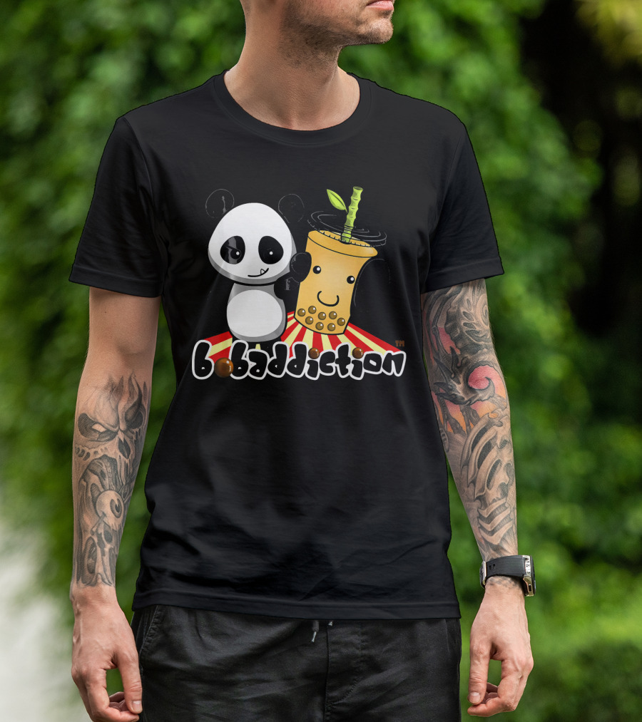Boba Bubble Tea Panda Bear Bobaddiction T-Shirt