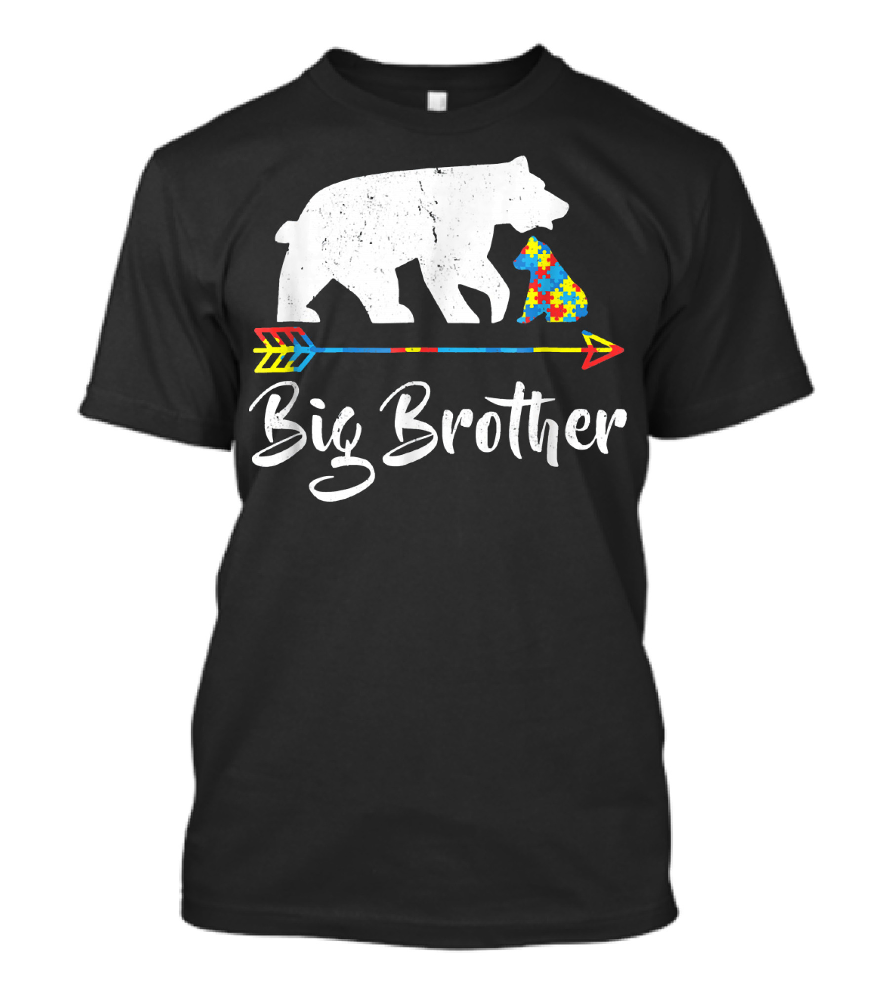 Big Brother Bear Puzzle Arrow Autism Awareness T-Shirt