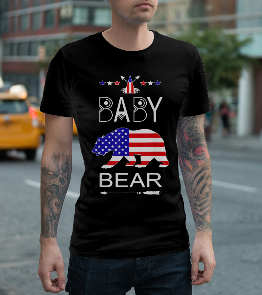 Baby Bear American Flag Stars Arrows 4th Of July T-Shirt