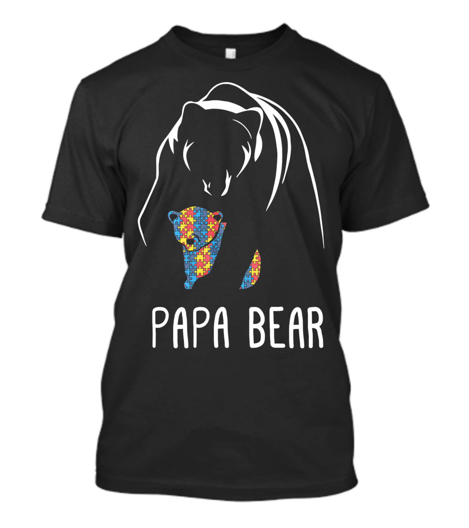 Papa Bear Autism Puzzle Piece Awareness T-Shirt