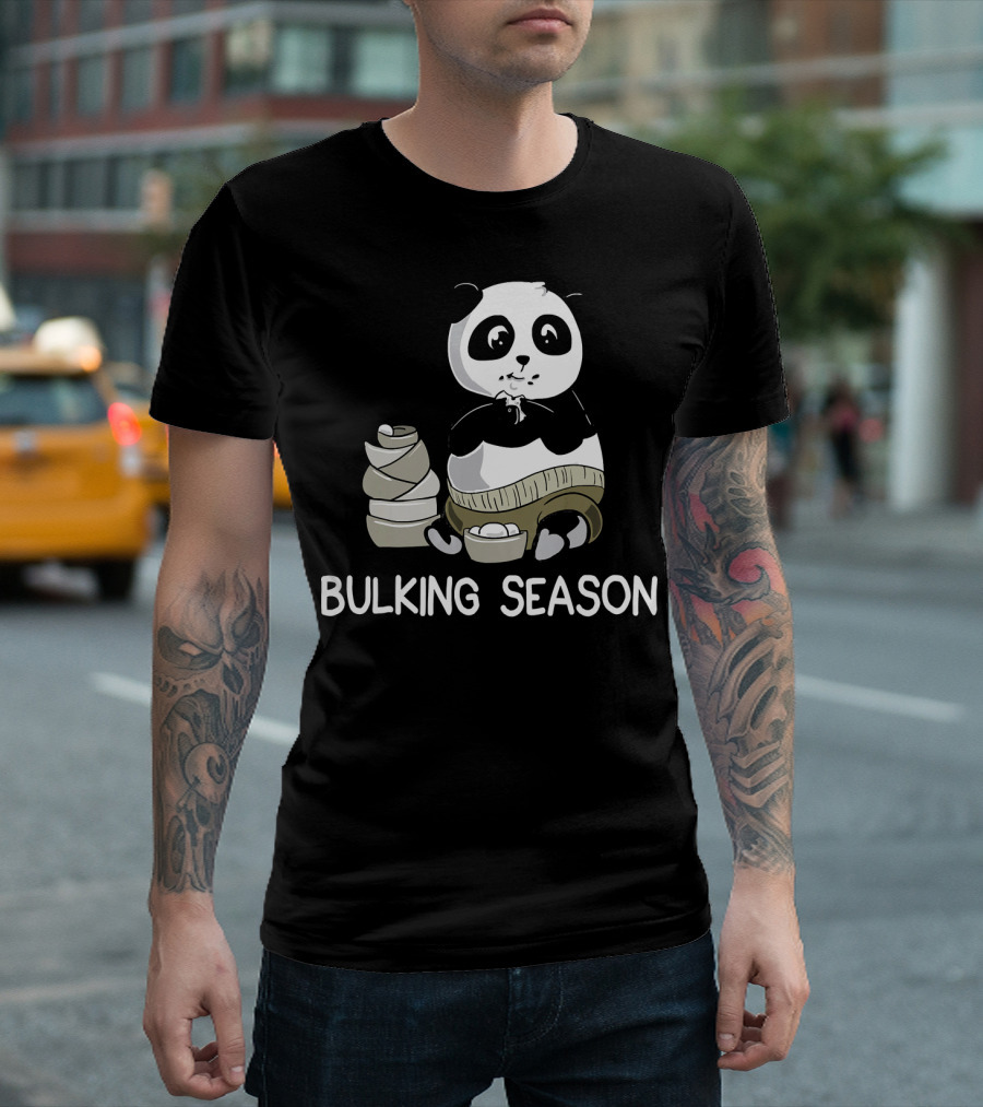 Bulking Season Panda Funny Weightlifting Eating Bowls T-Shirt