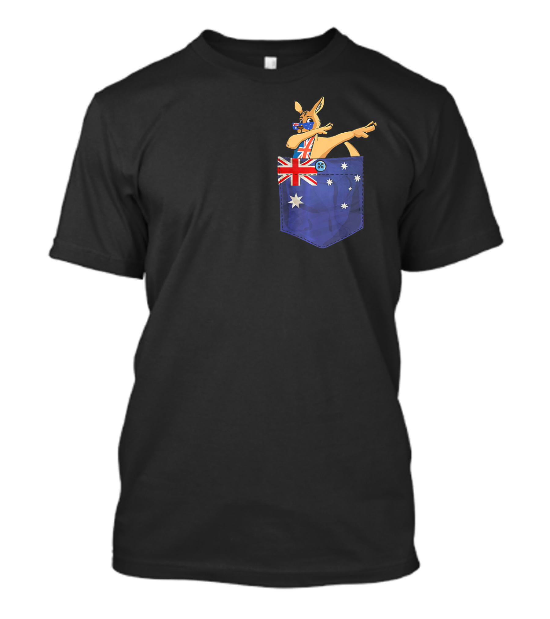 Australia Kangaroo Dabbing In Flag Pocket T-Shirt