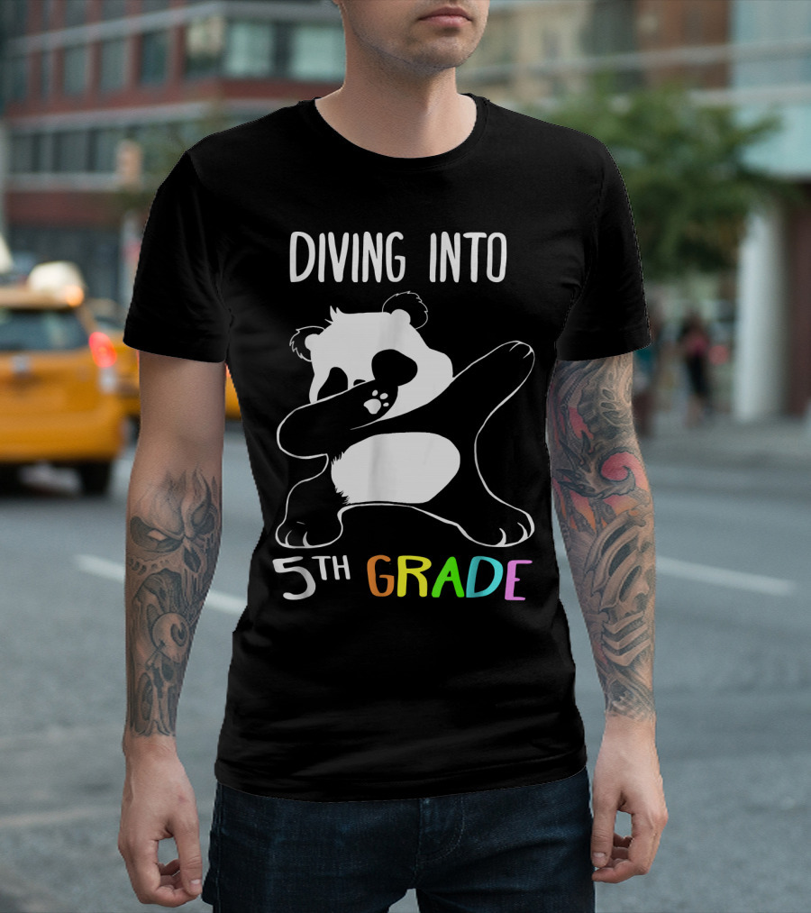 Diving Into 5th Grade Cub Panda Dab Back To School T-Shirt